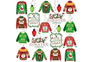 COCOMIGO 36 Pcs Ugly Sweater Party Decorations Hanging Swirls, NO-DIY Tacky Christmas Decorations Ugly Christmas Sweater Party Decorations Hanging Swirls, It's About To Get Ugly Hanging Decorations