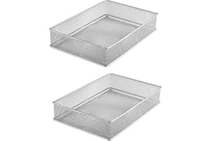 YBM HOME Silver Mesh Drawer Cabinet and or Shelf Organizer Bins, School Supply Holder Office Desktop Organizer Basket (2, 6x9x2 Inch)