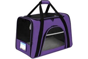Pnimaund Cat Carrier Large Pet Carrier Soft Dog Carrier with Lockable Zippers [2023New] Cat Carriers for Medium Large Cats Under 25 Lbs Collapsible Pet Travel Carrier-Purple