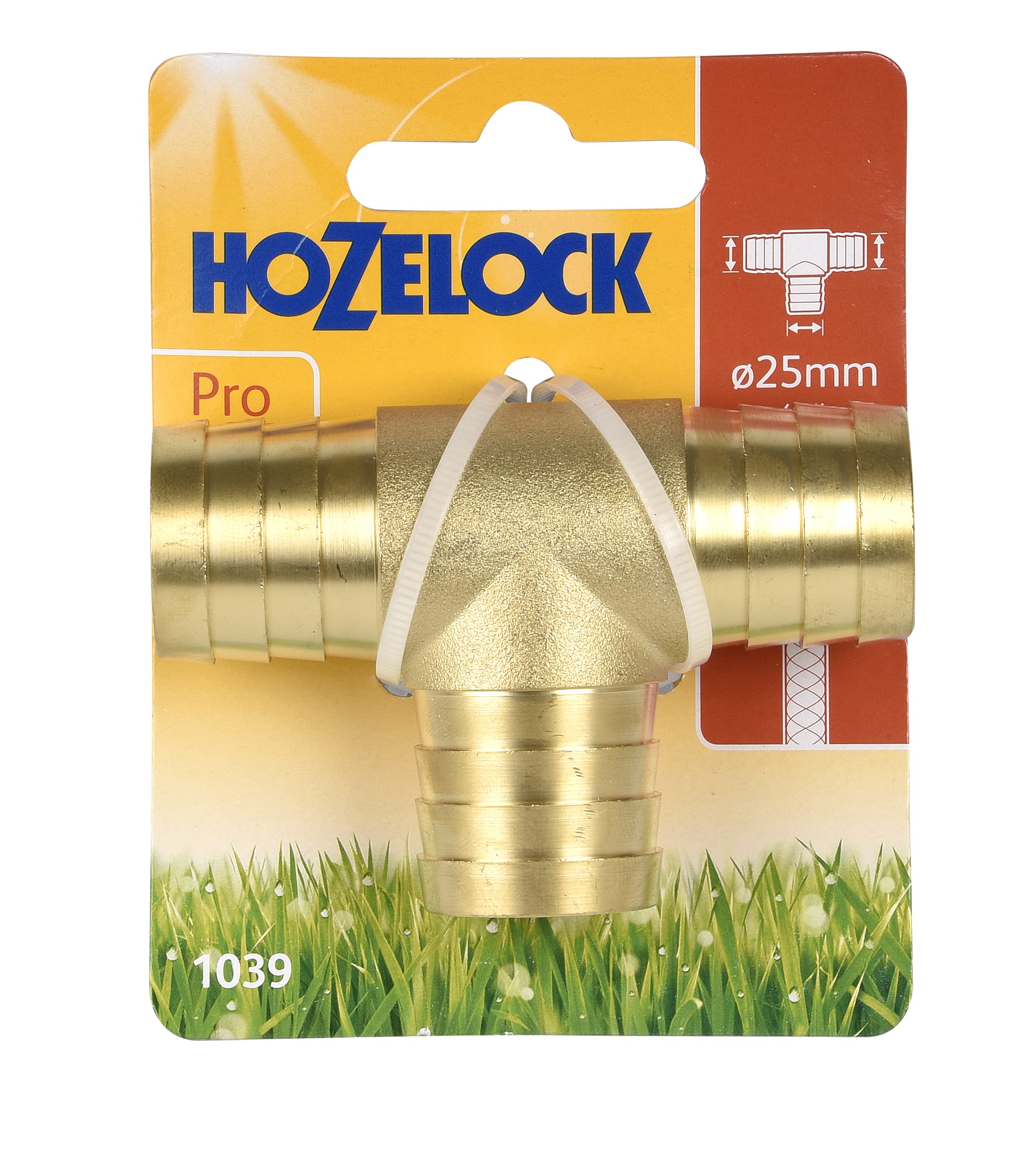 Hozelock Tricoflex 1039 0000 Brass Tee Fitting Diameter 25 mm, Gold, 11 x 8.5 x 3.1 cm