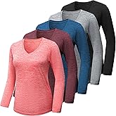 BALENNZ Long Sleeve Workout Shirts for Women V Neck Moisture Wicking Quick Dry Gym Athletic Top Shirts