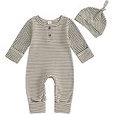 Summffie Newborn Baby Boy Romper Coming Home Outfit Infant Long Sleeve One Piece Jumpsuit Fall Winter Clothes