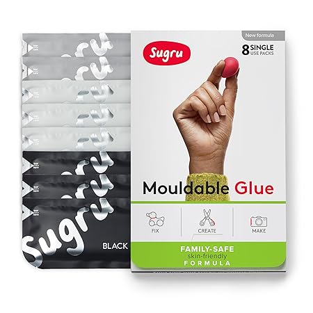 Sugru Formbarer Kleber - Familien- und Hautfreundliche Formel - Schwarz/Weiß/Grau (8 Stück)