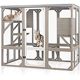 Magazoopet Catio Outdoor Cat Enclosure, Large Cat Patio for Indoor Cats | Weatherproof Window Catio, Multi-Level Platforms, Wooden Cat House Pet Enclosure, Indoor Outdoor Freedom for Multiple Cats