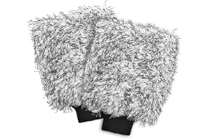 LSKASELUE 2 PCS Car Wash Mitt, 8"×10" Ultra Absorbent Non Scratch Microfiber Washing Mitts, Universal Machine Washable Lint-F
