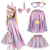 Beipegin Princess Costumes for Girls Unicorn Costume Kids, Tutu Skirt, Unicorn Headband, Princess Cape, Eyemask - Girls Fancy Dress for Birthday, Halloween
