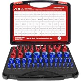 57Pcs Thread Checker, Nut and Bolt Thread Checker 33 Standard and 24 Metric | Detachable Thread Gauge, Bolt Thread Checker with Storage Box, Narrow or Tricky Areas Nut and Bolt Size Finder