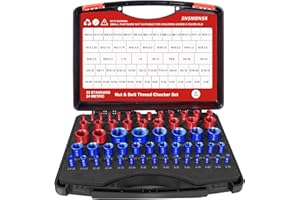 SNSMBNSR 57Pcs Thread Checker, Nut and Bolt Thread Checker 33 Standard and 24 Metric Set, Thread Gauge Suitable for Nut or Bolt Size Finder in Narrow and Tricky Areas
