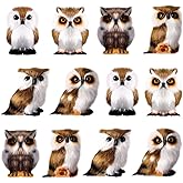Sratte Christmas Owl Ornament Furry Owl Ornaments Cute Hanging Animal Decoration for Christmas Tree Carnival Party(Brown,12 Pcs)