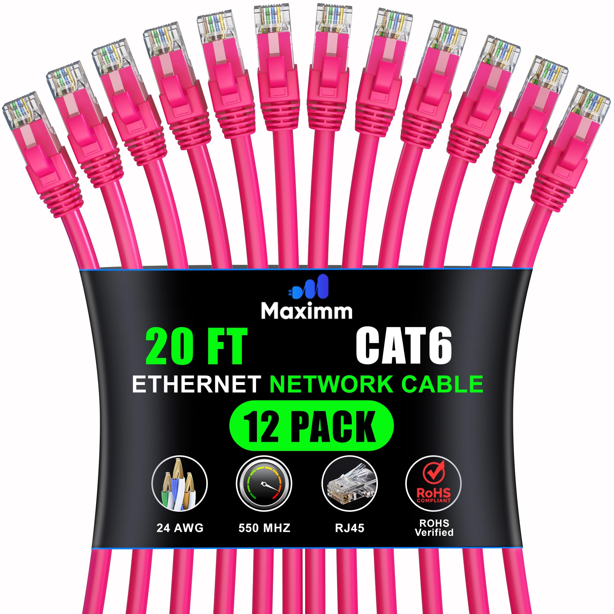 Maximm Cat 6 Ethernet Cable 20 ft