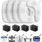 Veken Cat Water Fountain Filters, 4 Pack Replacement Filters & 4 Pack Replacement Pre-Filter Sponges Set for 50oz, 84oz, 95oz or 108oz Automatic Pet Fountain Dog Water Dispenser