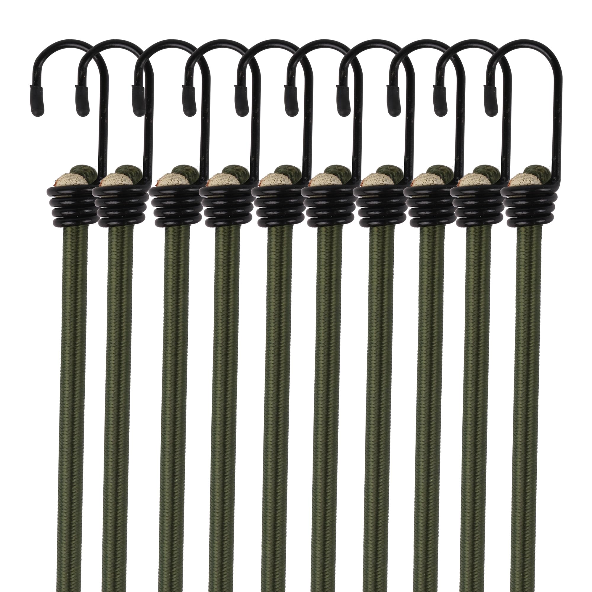 Bungee Cords with Hooks,10 pcs Heavy Duty Extra Strong Outdoor Elastic Rope,Multi-Purpose Elastic Bungee Straps (75 cm)