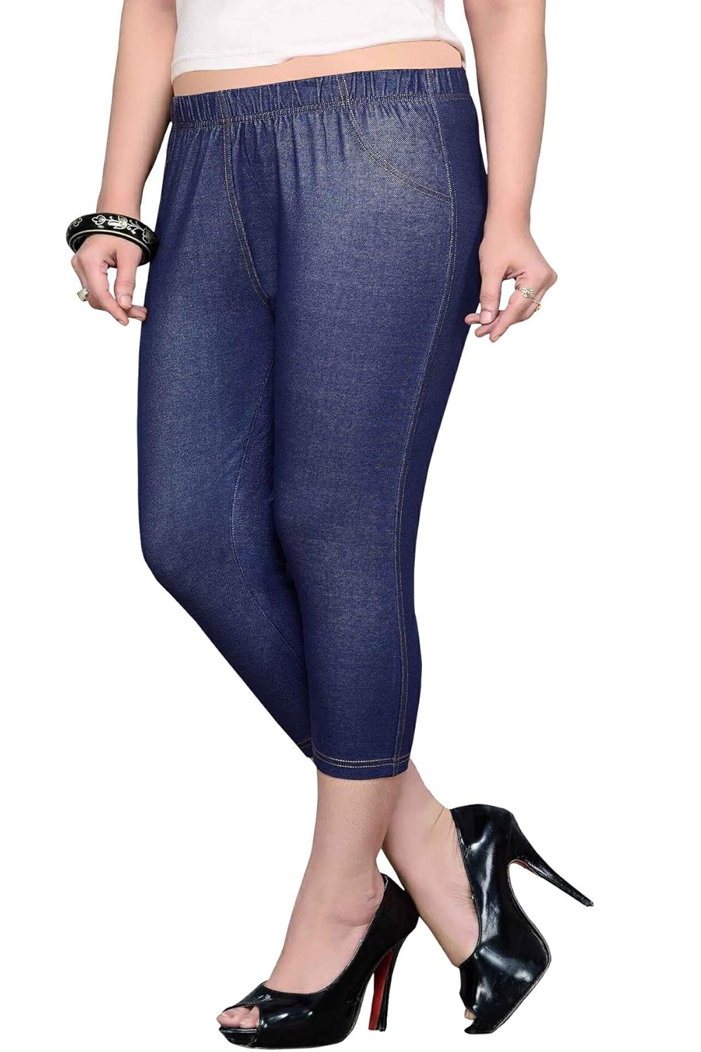 greenwich ladies capri jeggings (blue)