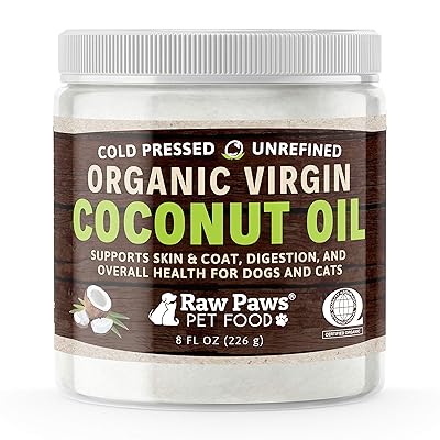 Raw Paws Organic Virgin Coconut Oil for Dogs & Cats, 8-oz - Supports Immune System, Digestion, Oral Health, Thyroid - All Natural Allergy Relief for ...