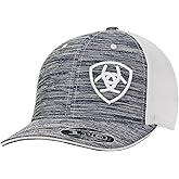 ARIAT Men's Flexfit 110 Snapback with Offset Logo, White Contrast Stitching, and Mesh Snap Back, Heather Grey