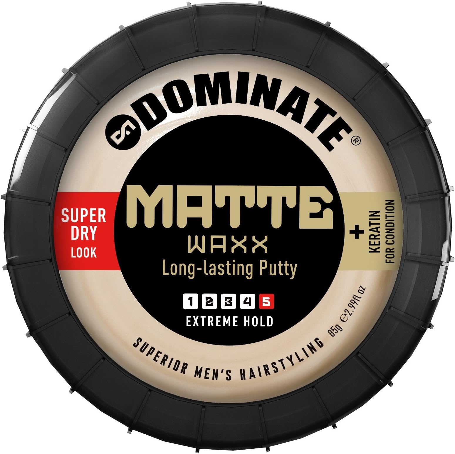 Dominate Matte Waxx Hair Styling Wax with Keratin, Salon Series, Strong Hair Hold with a Super-Dry Natural Look, 85g (3 oz)