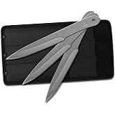 WICING 10.2 inches Throwing Spear, 0.236 inches Thick Full-Tang Throwing Set, with Nylon Sheath for Competition and Recreation - 3 Pack