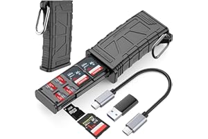 AboveTEK High-Speed SD Card Reader, 2-in-1 SD/Micro SD Card Holder & Reader, USB 3.1 Type-C UHS-II SD Cards Storage Case for 