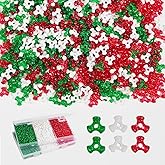 Christmas Tri Beads(2400pcs), Red Green White Triangle Beads for Xmas Holiday Tree and Snowman Decorations, Craft Wreath, Candy Cane Beaded Ornament Kit, Christmas Party Decoration