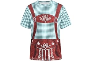 yolsun Oktoberfest Men's Short Sleeve Bavarian German Lederhosen T-Shirt Costume
