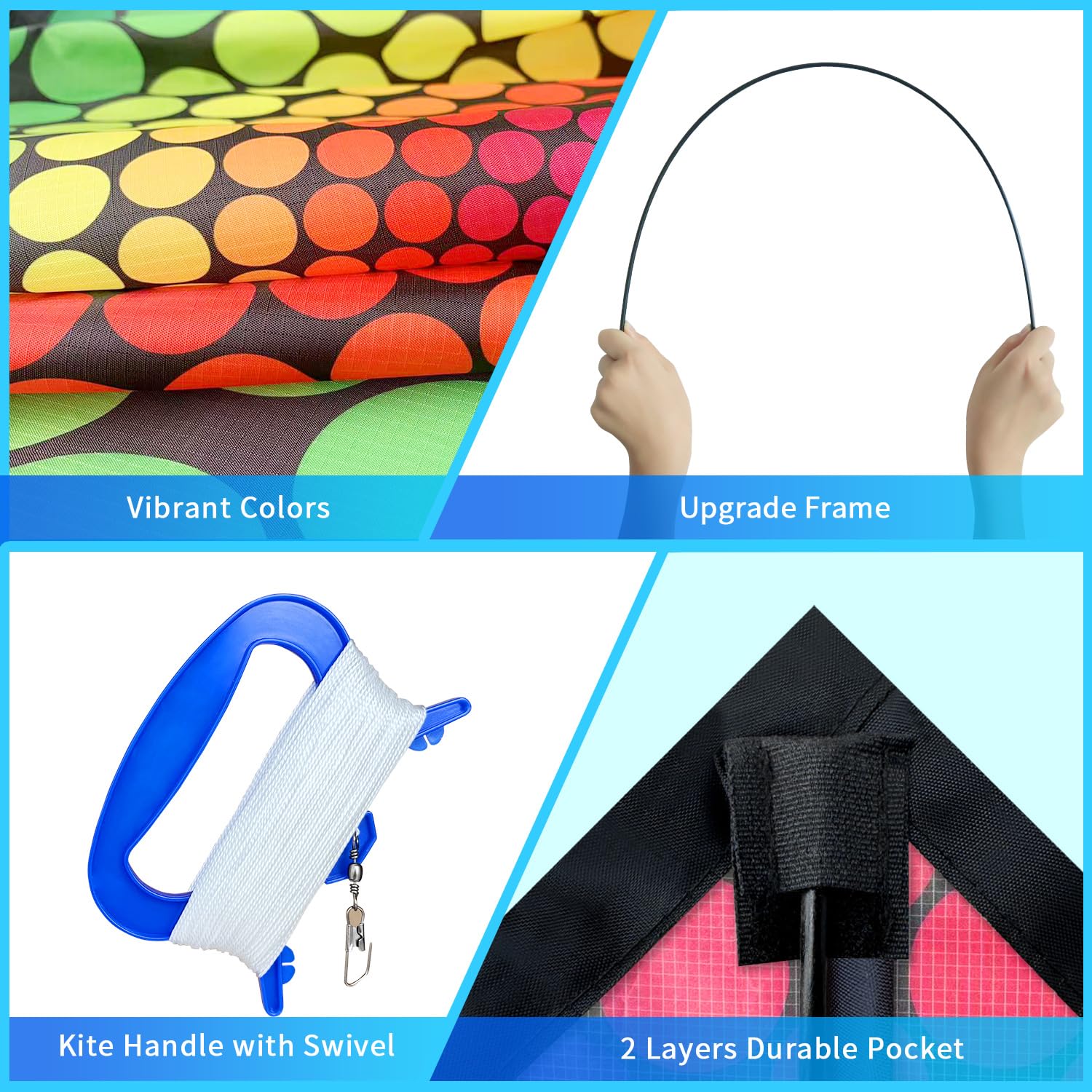 Xida Kites for Kids Ages 4-8, Large Kite for Adults, Easy to Fly Beach Kites with Handle and String,Perfect for Beginners,Beach,and Outdoor Flying Fun