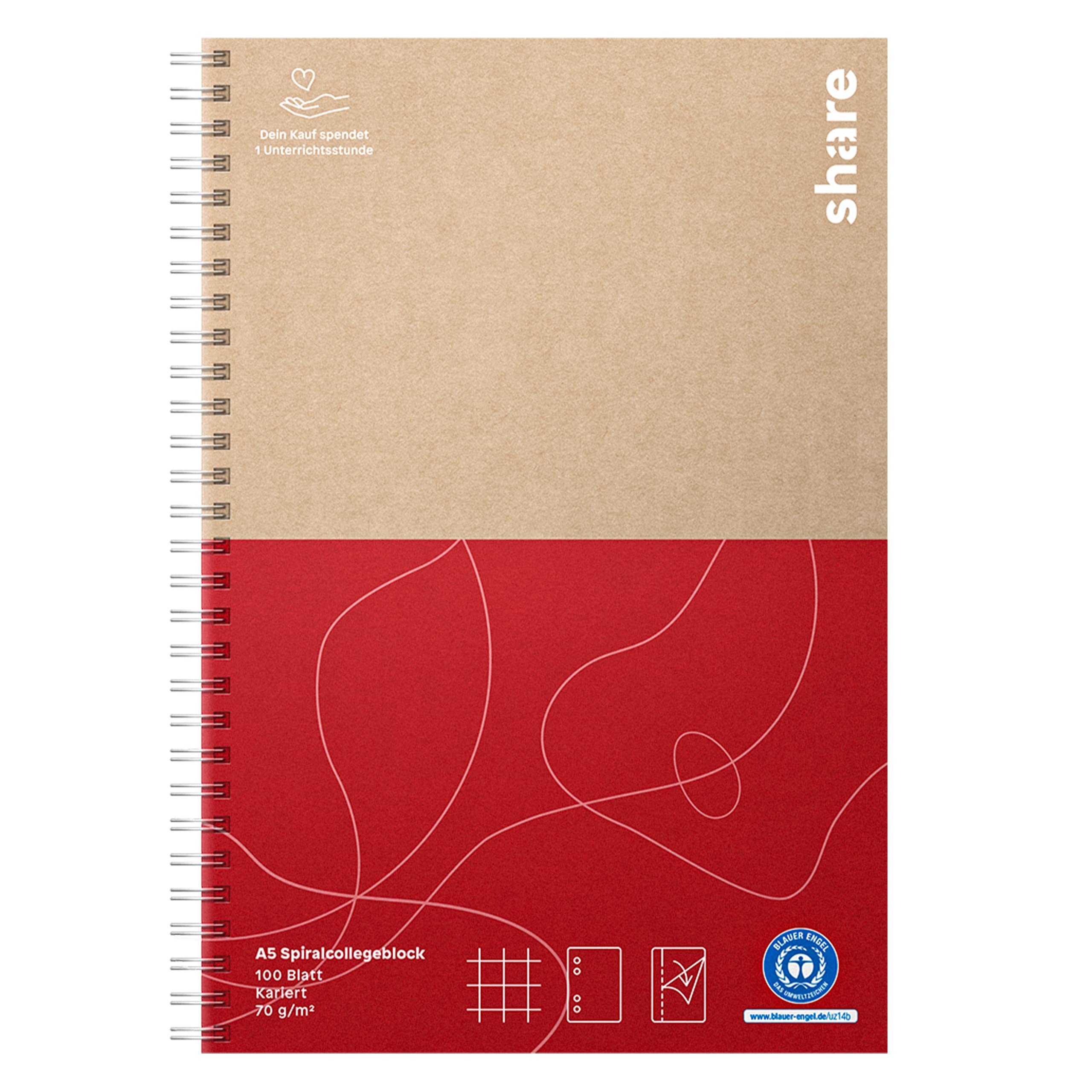 share A5 Squared College Notepad - Writing Pad Dispenses a Lesson for a School Child - Blue Angel Certified Pad Made from 100% Recycled Paper