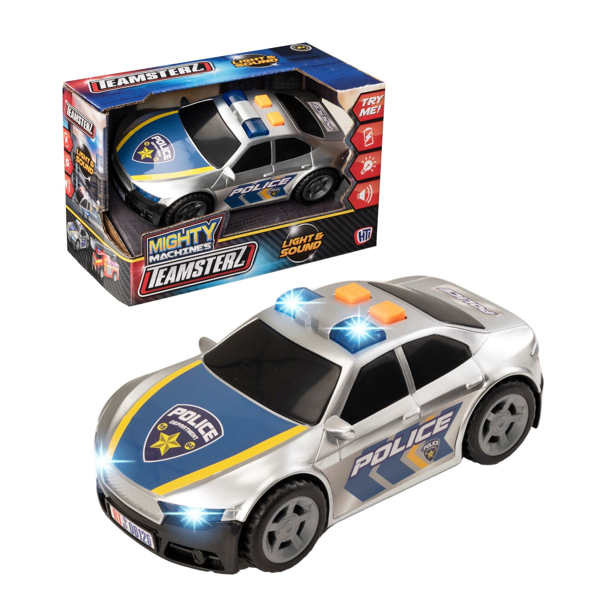 HTI Teamsterz Police Car Light and Sound Cars Toy with Wheels Cars Colour White Official Product (CyP Brands)