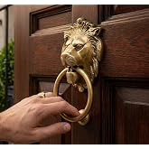 StonKraft Brass Lion Door Knocker Knockers Gate Knocker Door Accessories (Lion 5")