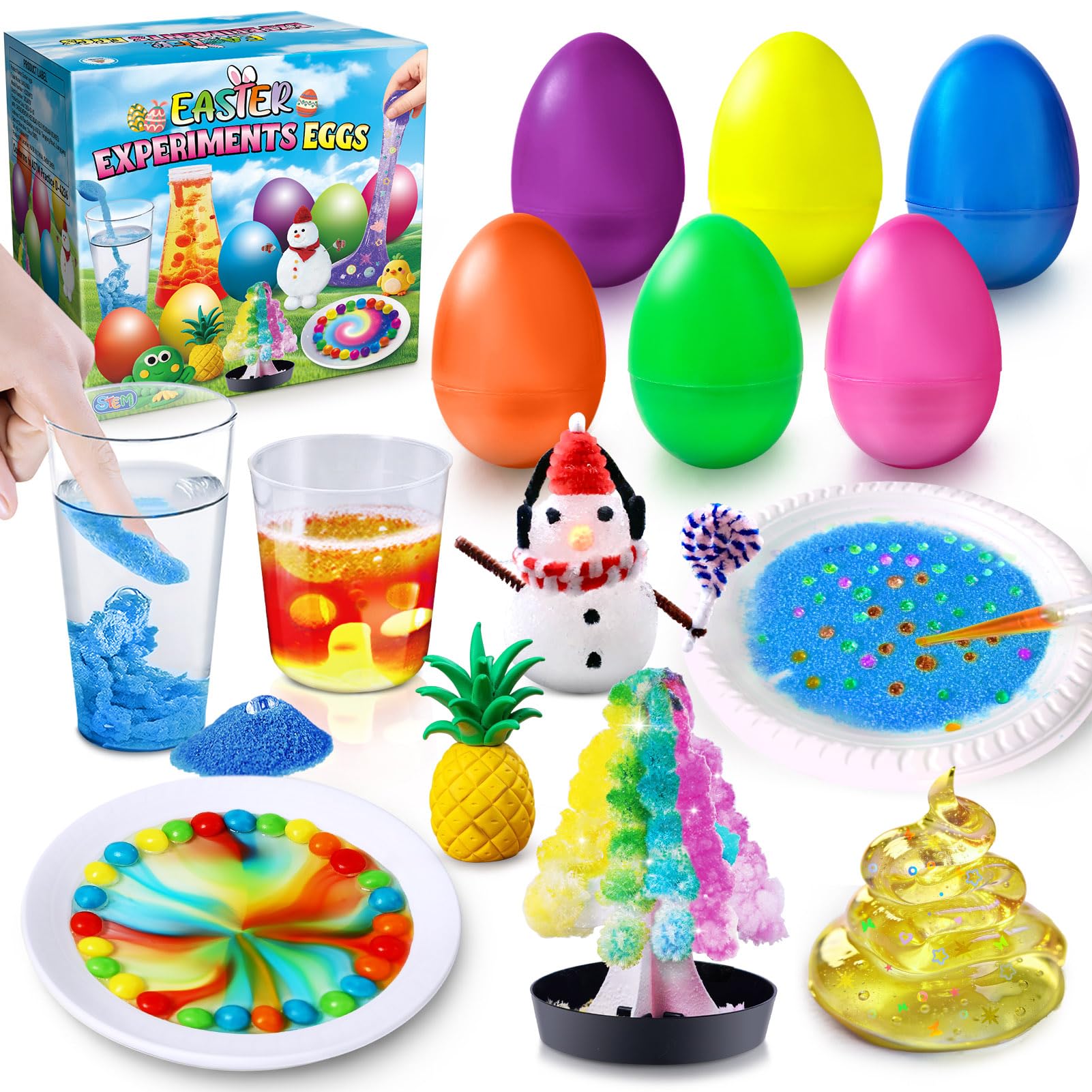 UNGLINGA 6 Experiments Eggs Easter Basket Stuffer Science Kit for Kids Boys Girls Toys Gifts Idea, Science Filler Easter Party Favor Educational S.T.E.M Activities Surprise Eggs