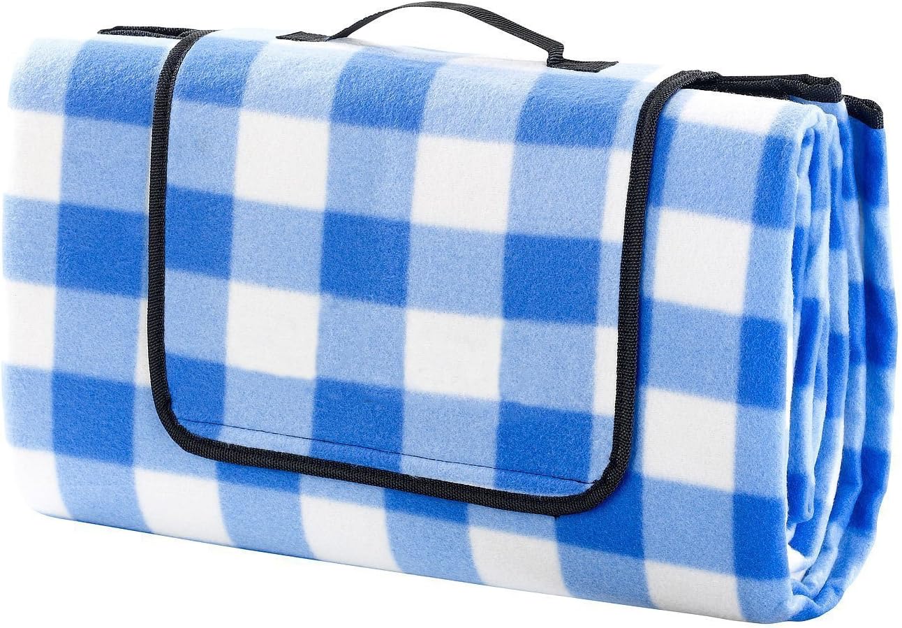 ALLWA XXX-Large 175x200cm Water Proof Outdoor Blanket, Blue Plaid