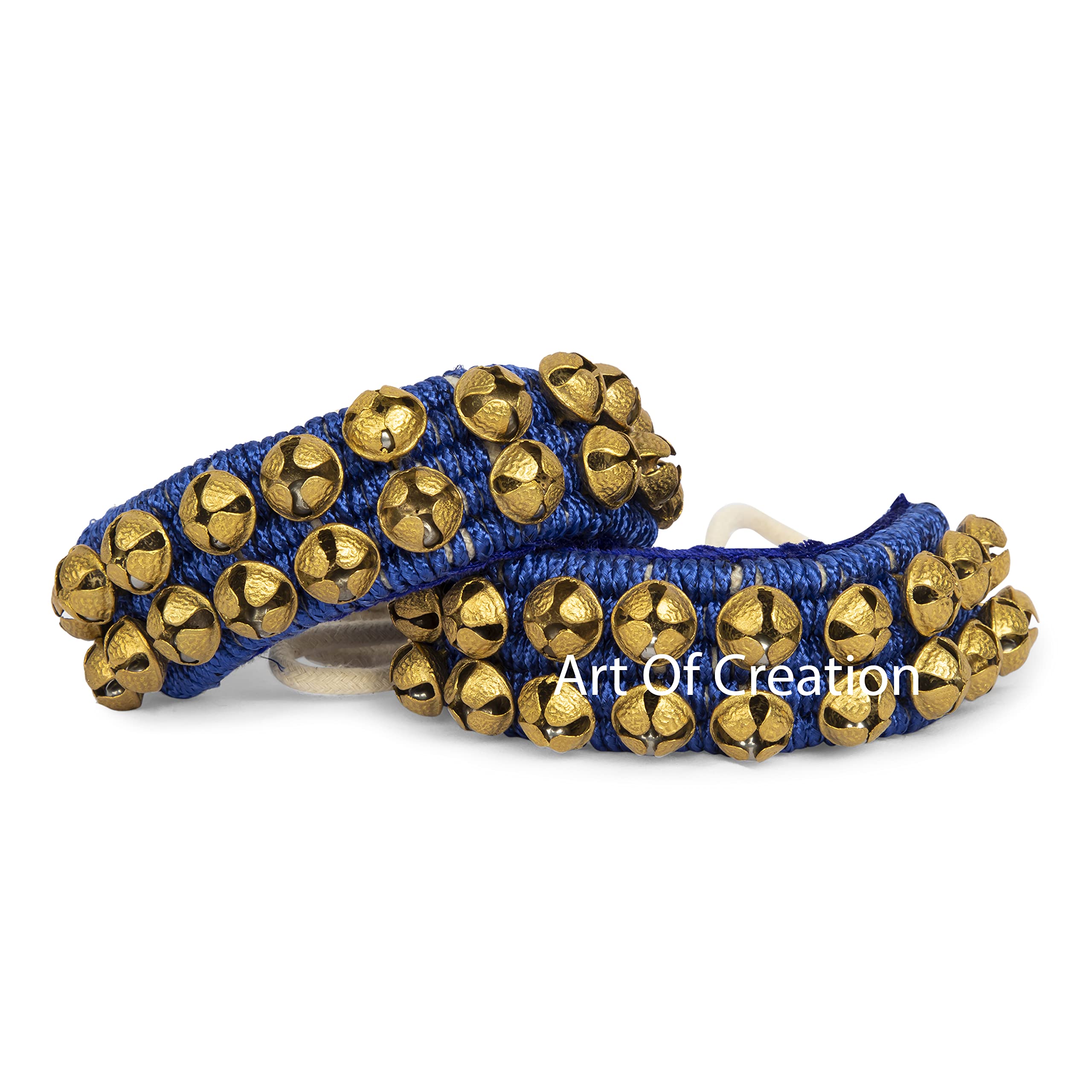 Photo 1 of Art of Creation Kathak Dancing Ghungroo Anklet Bells Par 2 Line 20 + 20 Bells Indian Classical Dancers Musical Instrument For Dancing Bharatnatayam 40 Bell Blue Paded