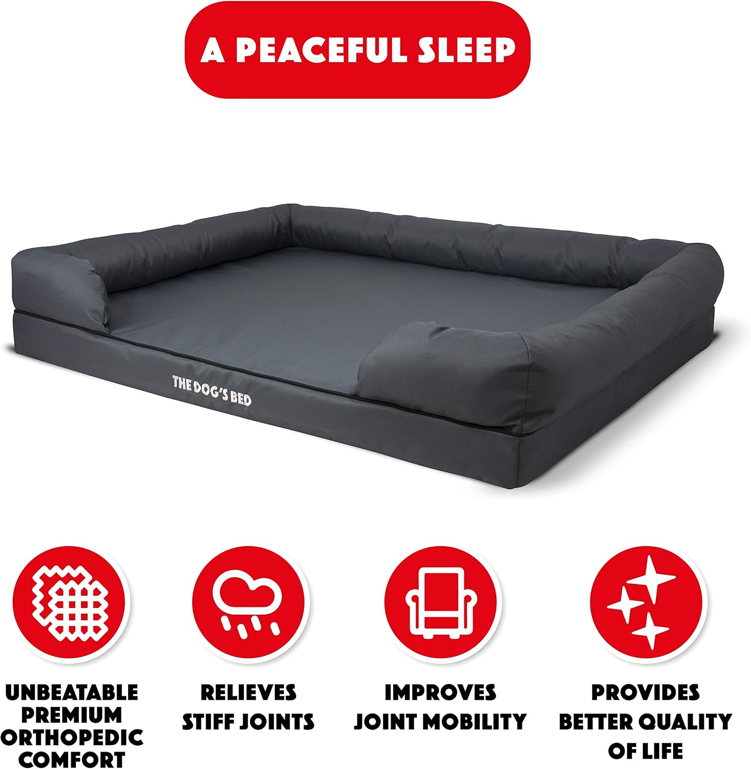 The Dog’s Bed - Orthopaedic Memory Foam Bolster Bed, Grey with Black Trim, XXL, XXL Beds - Image 3