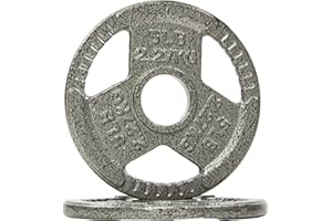 Fitvids Cast Iron 2-Inch Olympic Weight Plate for Strength Training & Weightlifting, Multiple Weights Available