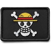Straw Hat Pirate Flag Embroidered Morale Luffy Patch - Hook Fastener Backing 3" X 2" D022