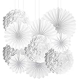 Blue & White Birthday Party Decorations Kit - 23 Pcs Tissue Pom Poms, Tassels & Garland