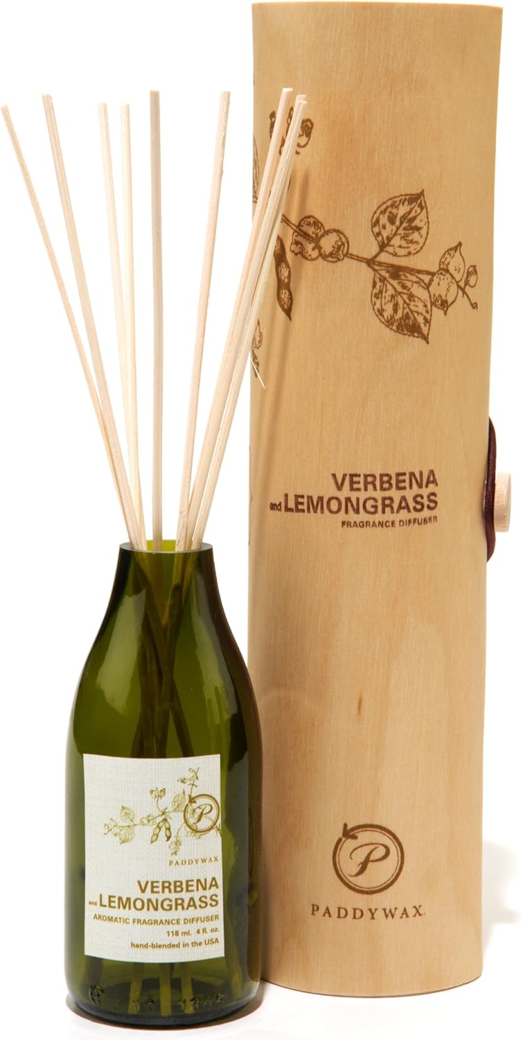 Paddywax Candles Eco Collection Aromatherapy Reed Oil Diffuser Set, Verbena & Lemongrass
