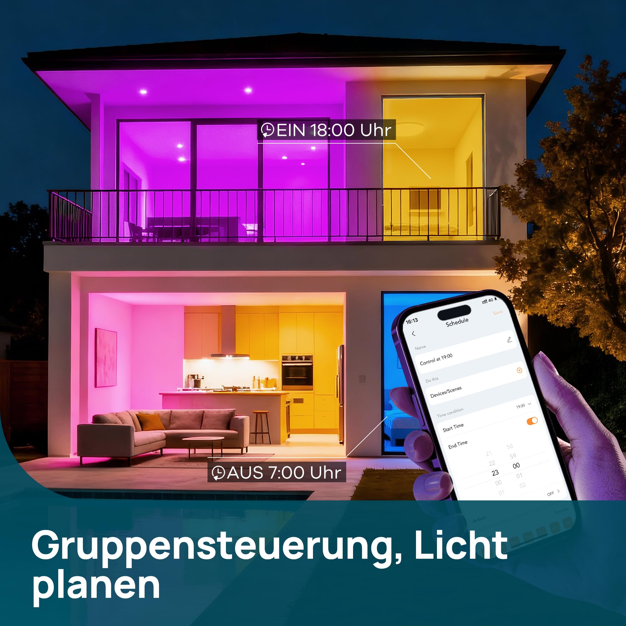 Linkind Matter E27 Smart LED Lampe 1600lm 14W, RGBTW & Weiß (1800-6500K), ersetzt 100W, 104 Szenen, 2,4GHz, kompatibel mit HomeKit/Alexa/Google/Siri/SmartThings, A67, 2er-Pack 7