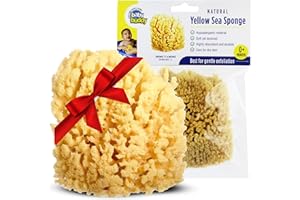 Baby Buddy Baby Bath 4in Yellow Sea Sponge, Absorbent Natural Sea Sponge, Soft on Tender Skin, Biodegradable, Hypoallergenic, Bath Accessories for Bathing, 1 Pack