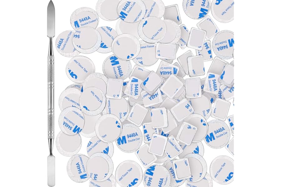 Sumind 101 Pack Metal Stickers for Eyeshadow Palette Set, Includes 1 Makeup Depotting Tool, Adhesive Empty Metal Makeup Colorful Palette Stickers(50 Pcs Square ＋50 Pcs Round)
