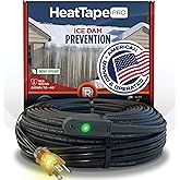 Radiant Solutions HeatTapePro Self-Regulating Heat Cable for Roof, 50 ft | Intelligent Commercial Grade, GlowCap&trade;, 10 Year Warranty, Ice Dam &amp; Pipe Freeze Protection, 10 ft Cord, 120V, 6 watts/ft