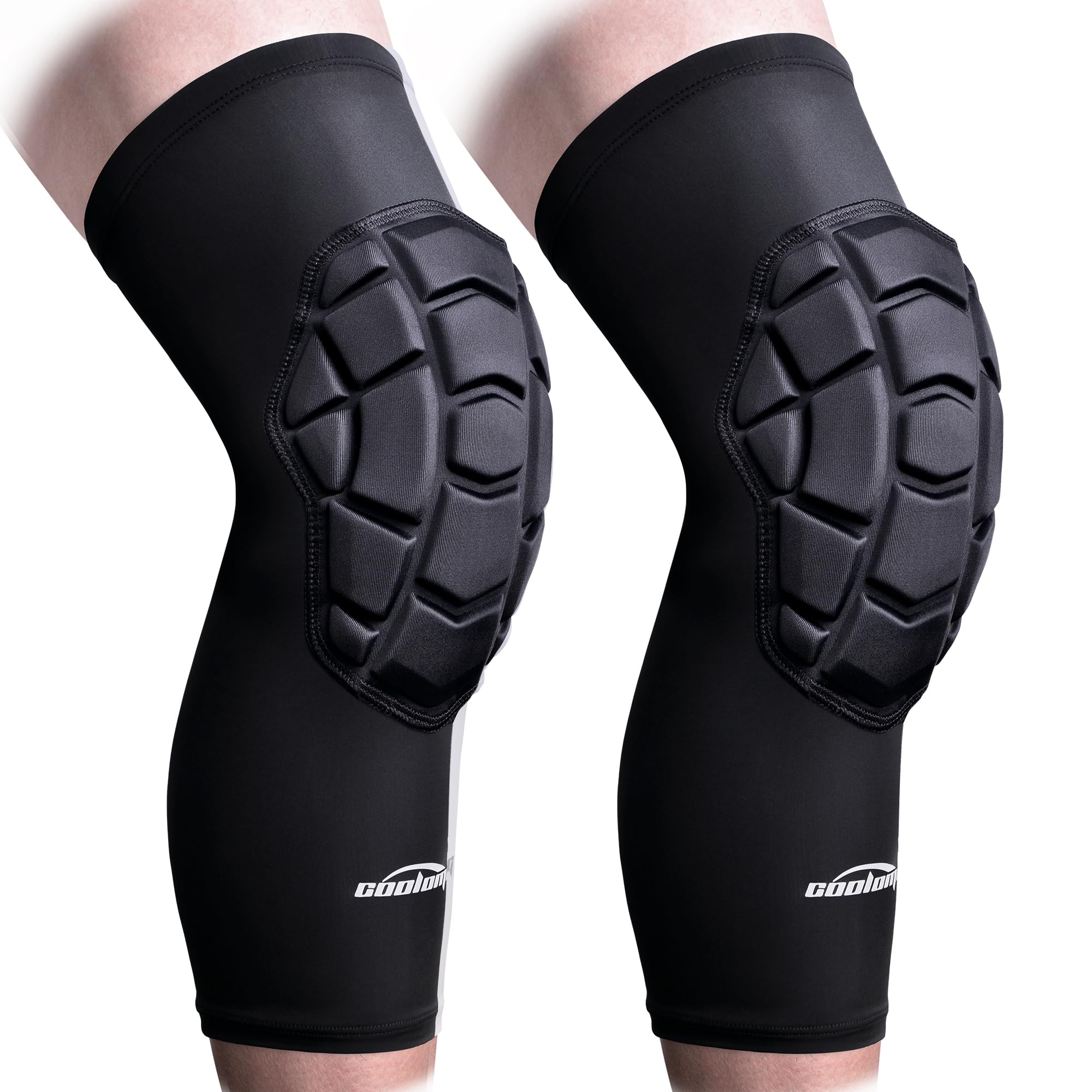 Photo 1 of COOLOMG Knee Pads Wrestling Basketball Football Volleyball Youth Kids Adult Protective Knee Compression Sleeves Black XS