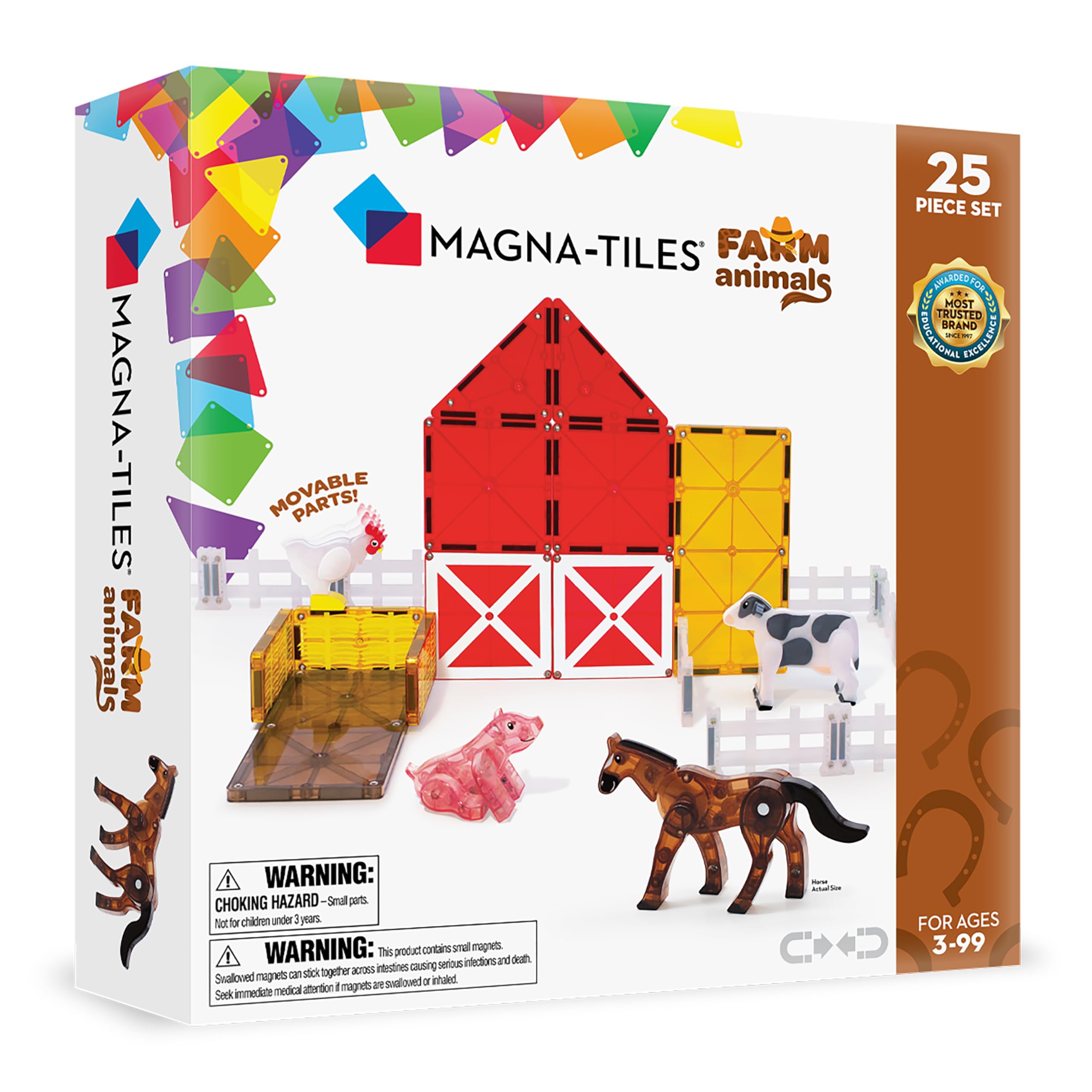 MAGNA-TILES Farm Animals 25-Piece Magnetic Construction Set, The ORIGINAL Magnetic Building Brand