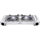 GAS ONE GS-2000 Dual Fuel Double Portable Propane or Butane Stove with Camping and Backpacking Gas Twin Stove Burner…