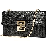 SWEETV CHUNLI Straw Purse Woven Beach Bag Summer Clutch Purse Boho Crossbody Bags for Women Small Raffia Shoulder Bag