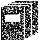 Mzj.Office Marble Composition Notebooks, Wide Ruled, 5-Pack_100 Sheets | Black Marble Covers, 7-1/2" x 9-3/4" Wide Ruled Composition Books for School, Tutoring, and Office Notes for School Supplies.