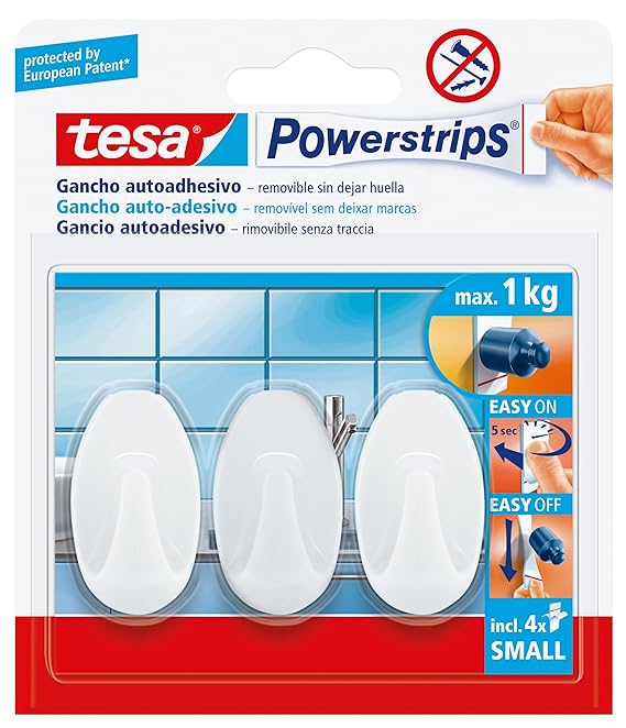 Tesa 57533-00017-01 Powerstrips Small, Klebehaken, oval, weiß