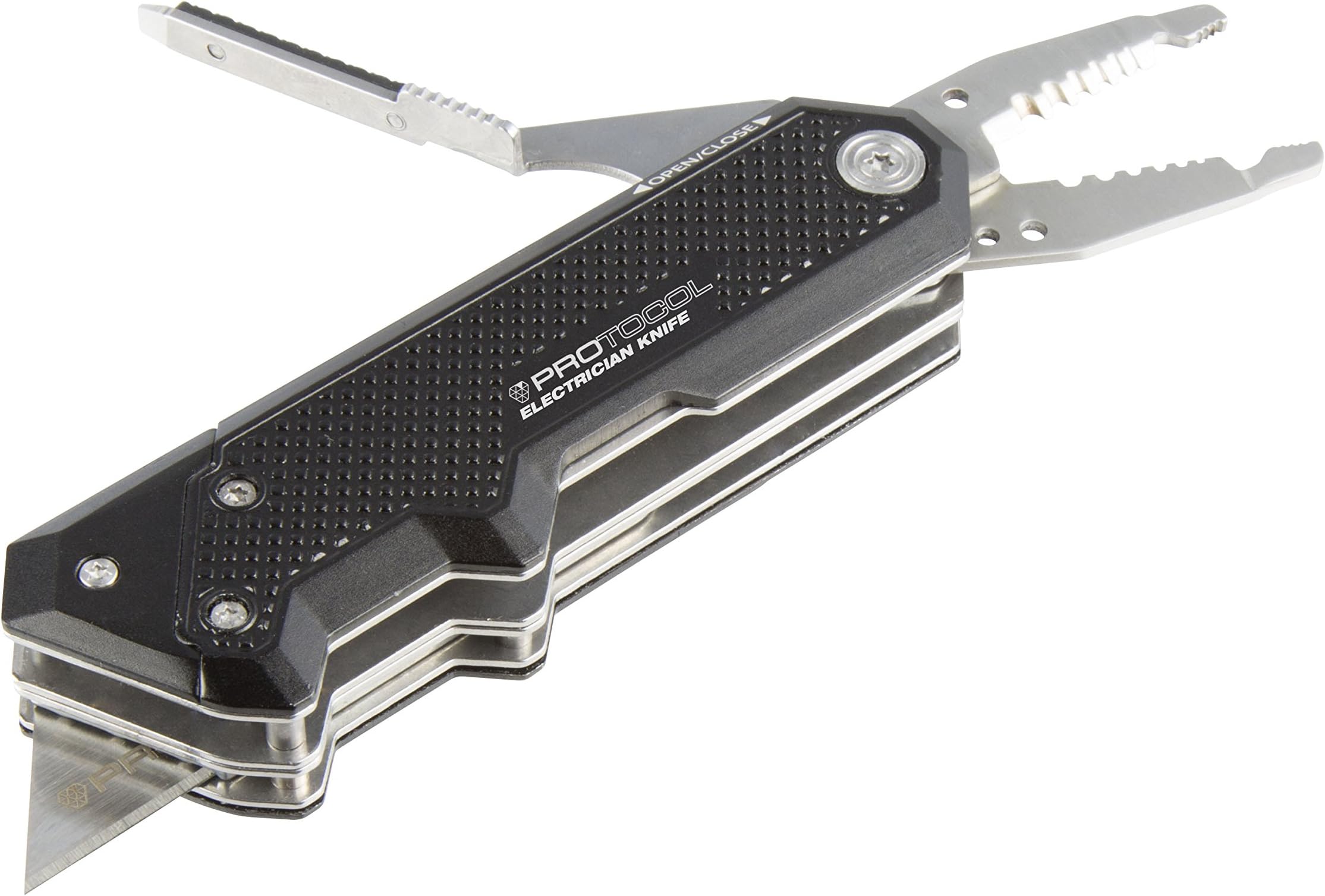 PROTOCOL Equipment K-027 Electrician's Utility Knife with Integrated Wire Stripper, Crimper and Screwdrivers