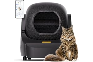 Self-Cleaning Cat Litter Box, DVPETS 89.5L Extra Large Automatic Cat Litter Box with Mat for Multi Cats, Integrated Safety Protection/Self-Developed APP Control/Odor Control, Black Smart Litter Box