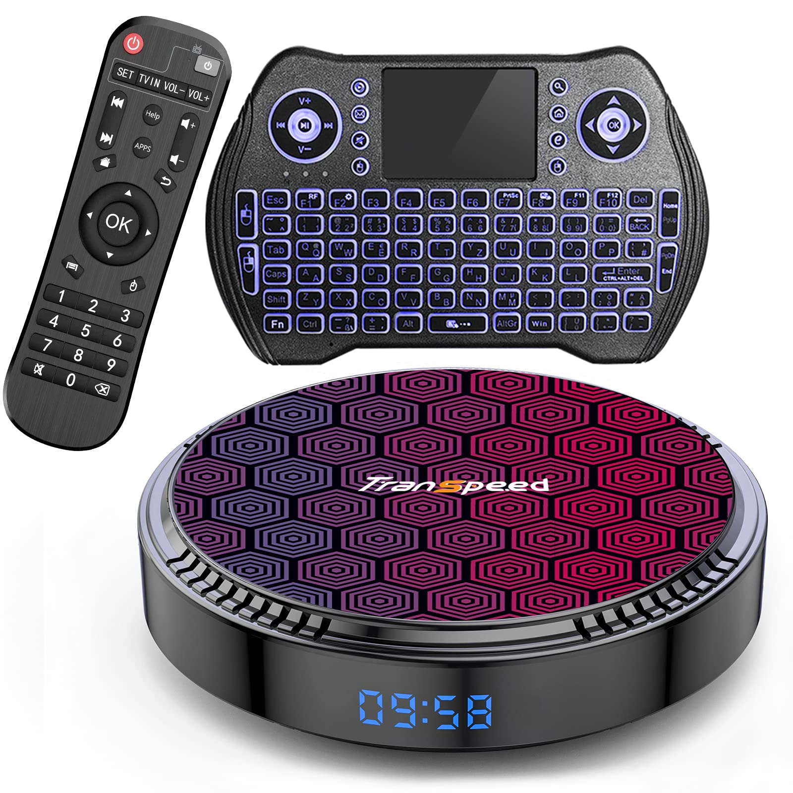 Android TV Box 12.0 2GB 16GB WiFi6 2.4G 5.8G 8K TV Box H618 Chipset Support HDR10 BT5.0 USB 2.0 Ethernet LAN 3D with Mini Backlit Keyboard