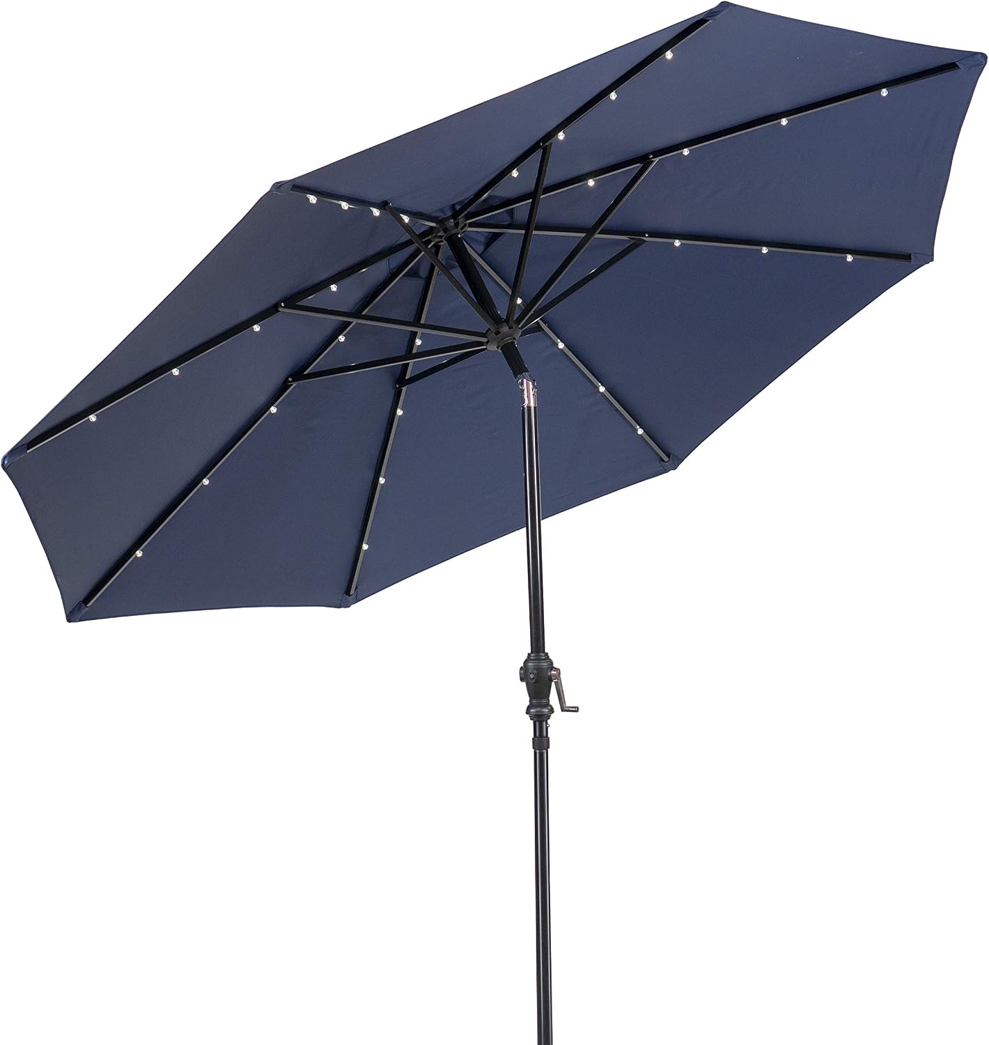 Amazon Com Sun Ray 811051 9 Round 8 Rib Solar Patio Umbrella 32 Led Lights Navy Garden Outdoor